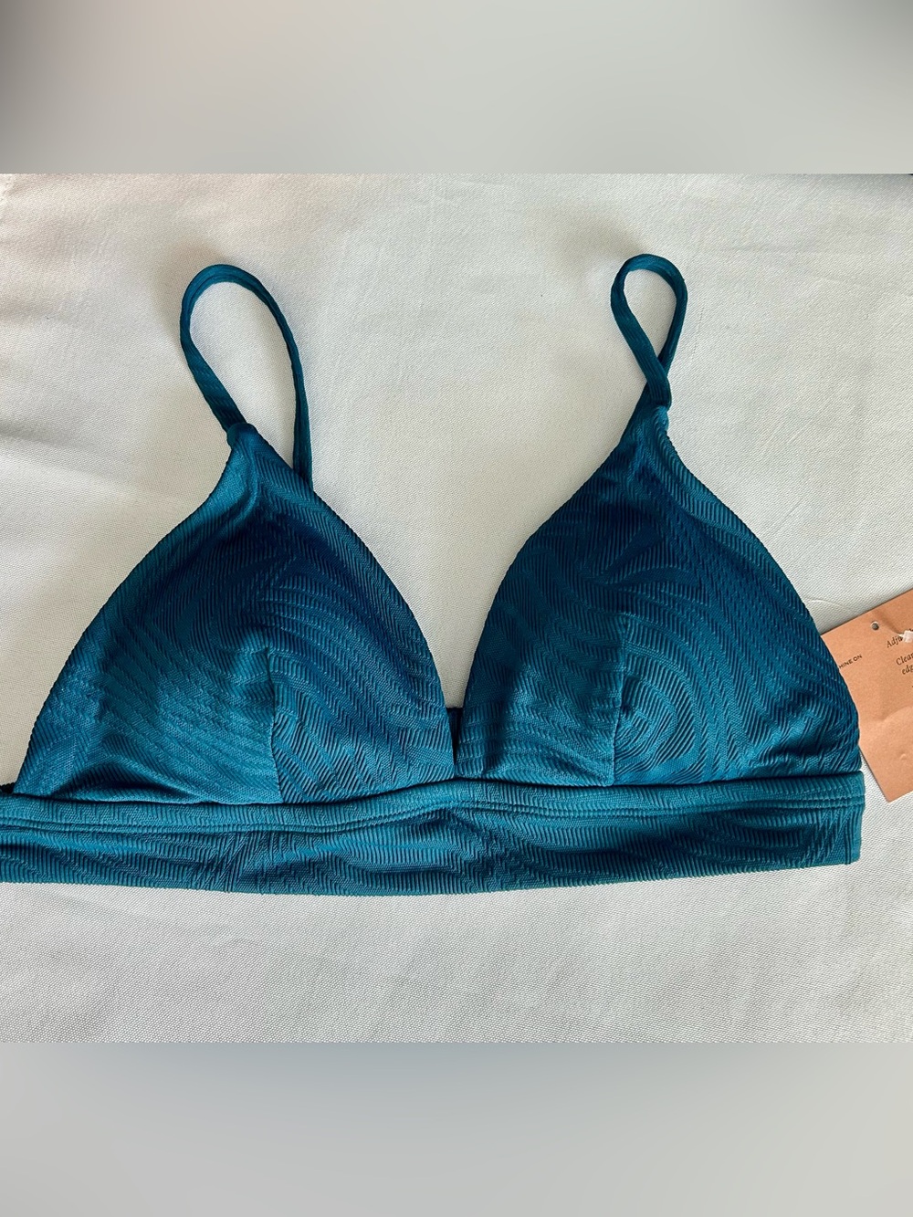 Shade & Shore Teal Ribbed Wireless Triangle Bikini Top
